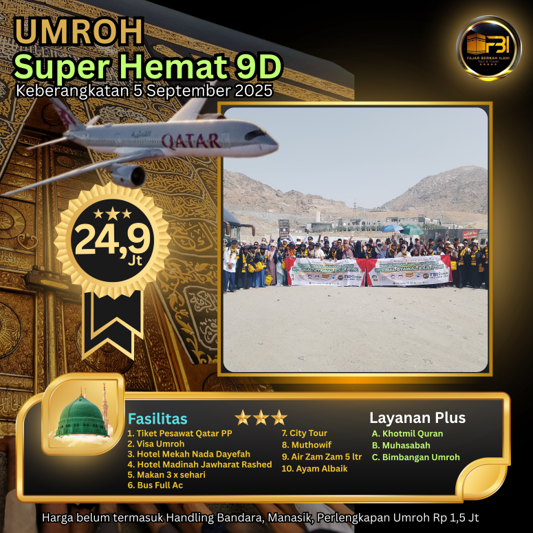 Umroh Super hemat 5 september 2025 by qatar