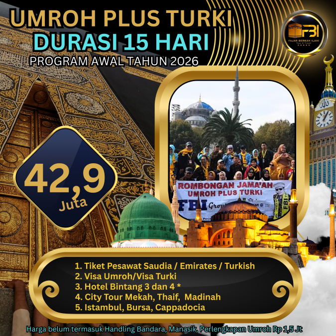 umroh plus turki januari 2024 umroh plus turki 2026 Durasi 15