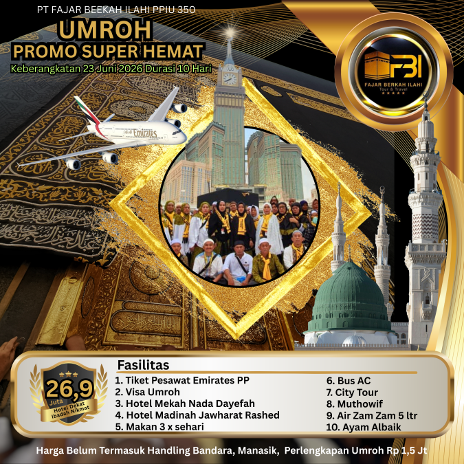 Umroh hemat 10 hari 23 Juni 26 emirates fbi group