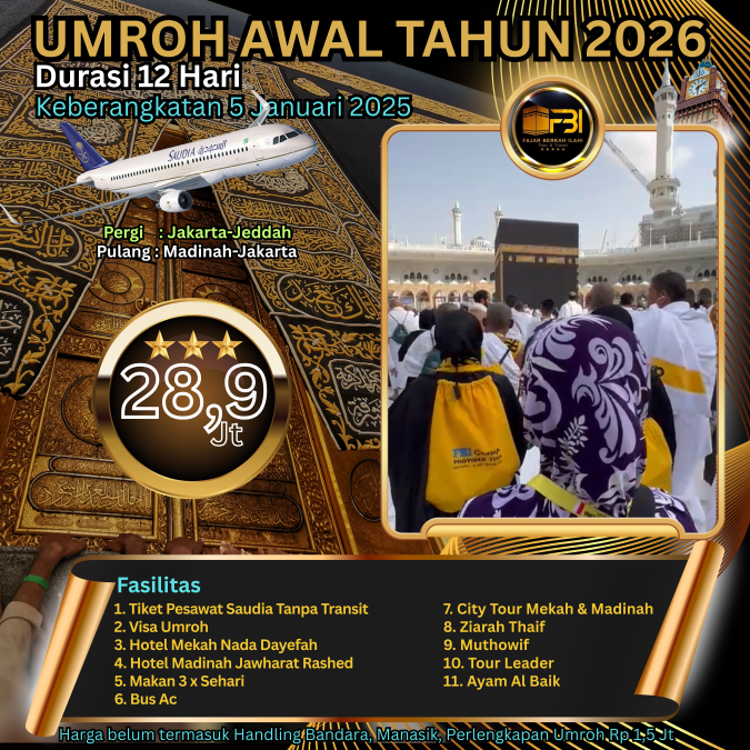 Umroh 12 hari 5 jan 2026 by saudia